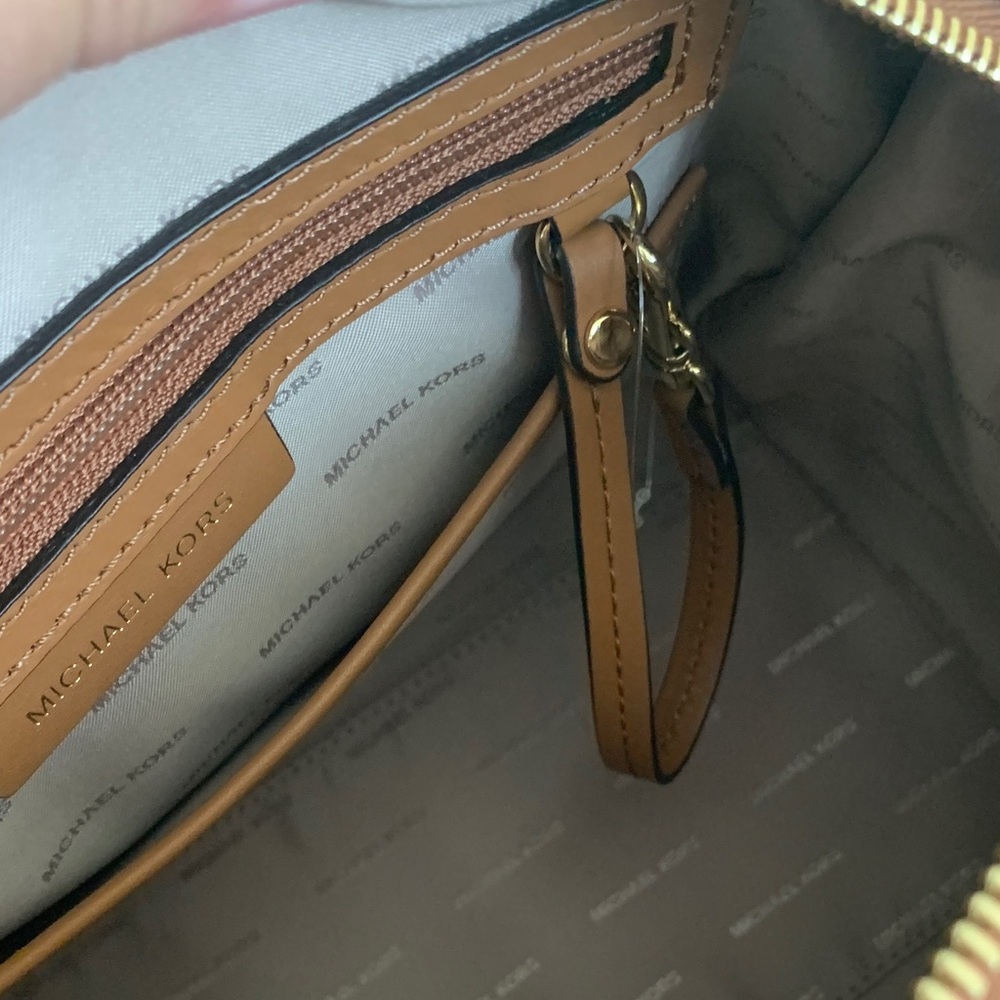 Michael Kors Brown Satchel with Gold Floral Details - Picture 11 of 16